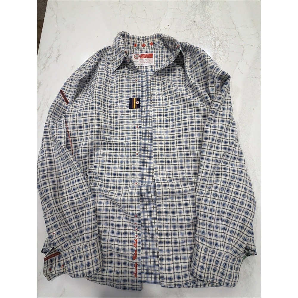 Robert Graham Long Sleeve Shirt Men's M Multi Plaid Cotton Blue #46732